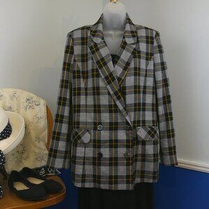 Forever 21 Classic Plaid Double Breasted Blazer